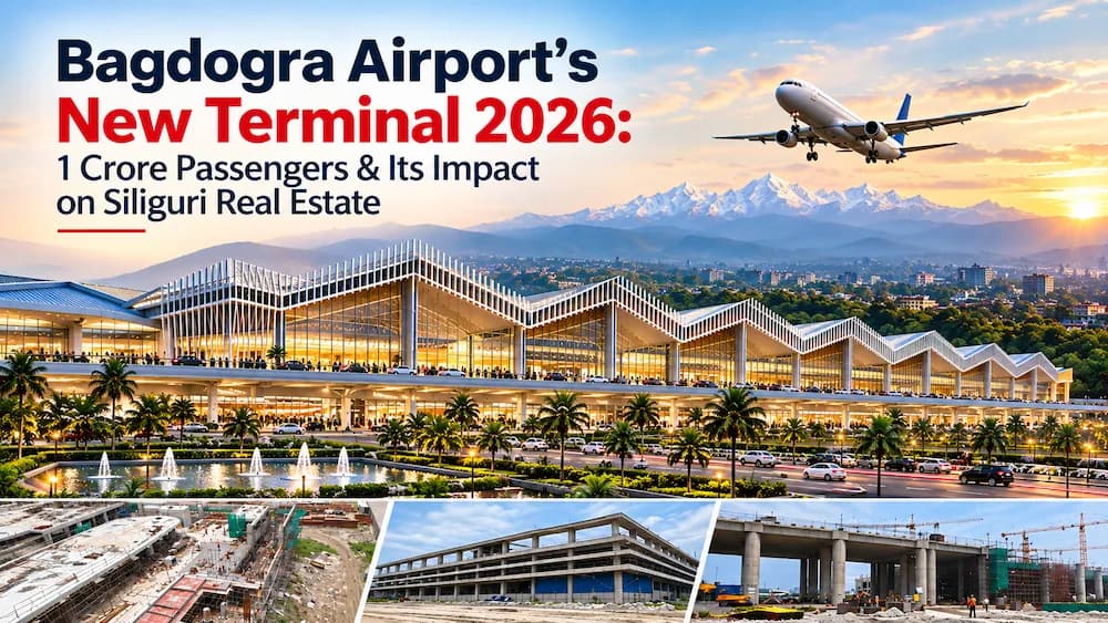 Bagdogra Airport's New Terminal 2026: 1 Crore Passengers & Its Impact on Siliguri Real Estate — Land, Flats, Commercial, Hospitality, Healthcare & Education